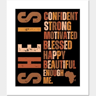 She Is Confident Strong Motivated blessed happy beautiful enough me Posters and Art